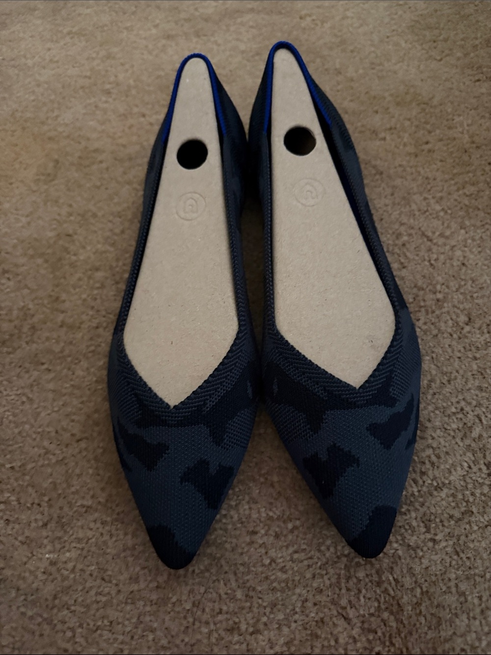 Rothy's Grey Camo Pointed Flats in Black and Grey